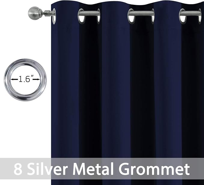 Yakamok Navy Blue Blackout Curtains - Image 3
