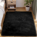 Goolela Black Fluffy Rug 4x6 Fuzzy Furry Shag Rug by Goolela