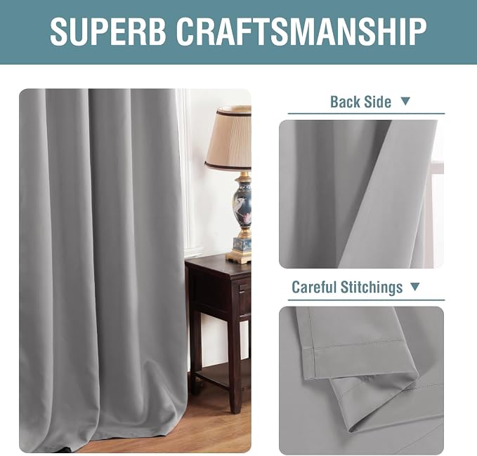 H.VERSAILTEX Grey Blackout Curtains - Image 3