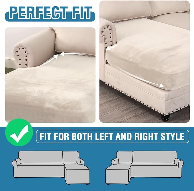 H.VERSAILTEX Velvet Stretch Individual Chaise Cover Sectional Couch Covers - Image 6