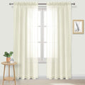 DWCN Ivory Sheer Curtains Semi Transparent Voile Rod Pocket Curtains by DWCN