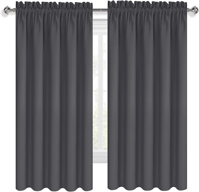 DWCN Bedroom Blackout Curtains 60 x 63 Inches Length 2 Panels Set, Solid - Image 9