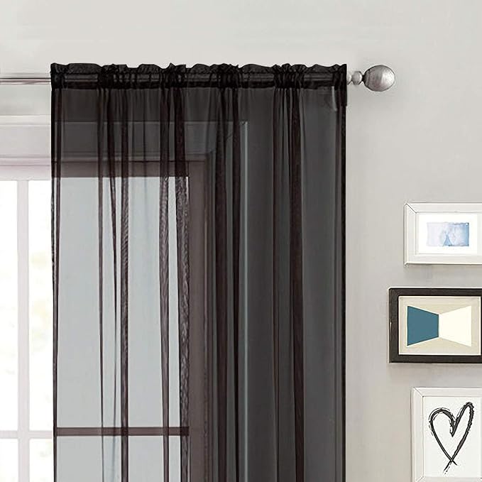 SpaceDresser Basic Rod Pocket Sheer Voile Window Curtain Panels White 1 Pair 2 - Image 3