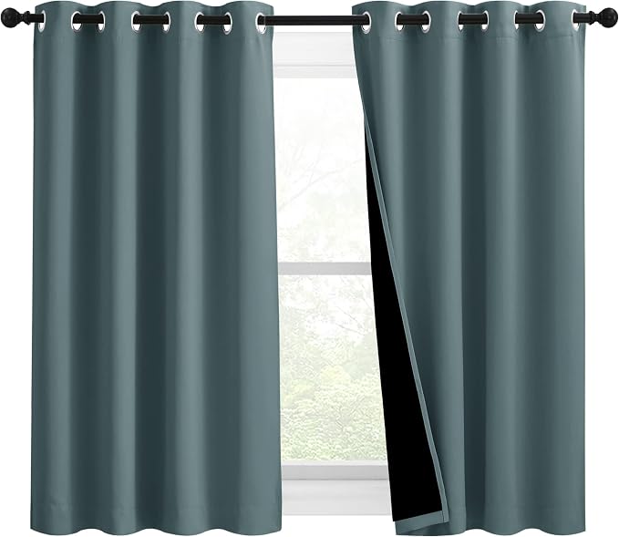 NICETOWN 100% Blackout Curtains 54 inches Long, Double-Deck Completely Blackout by NICETOWN