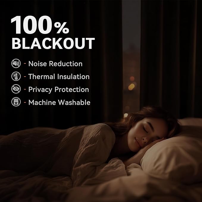100% Blackout Linen Textured Curtains 72 Inch Long, Midnight Blue | 100% - Image 3