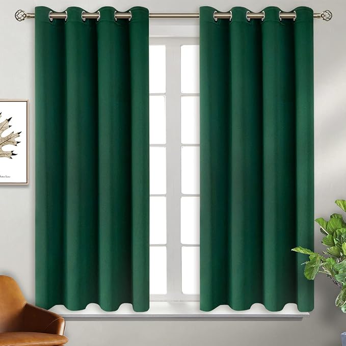BGment Green Blackout Curtains 54 Inch Length 2 Panels Set, Grommet Thermal by BGment