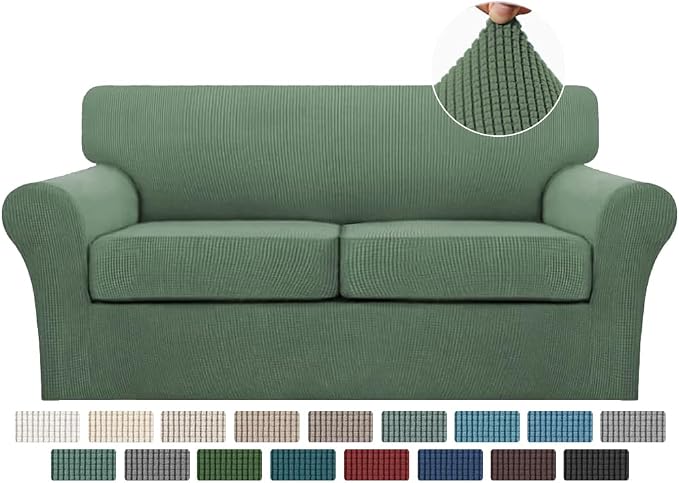 Turquoize 3 Piece Sofa Covers for 2 Cushion Couch Sofa Slipcover Soft Couch by Turquoize