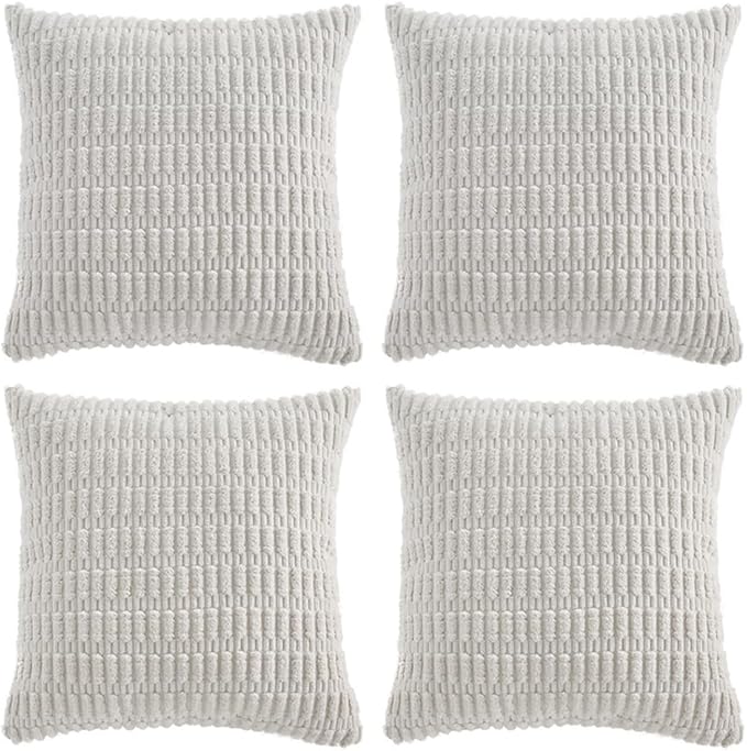 Fancy Homi 4 Packs Pure White Decorative Throw Pillow Covers 20x20 Inch by Fancy+Homi