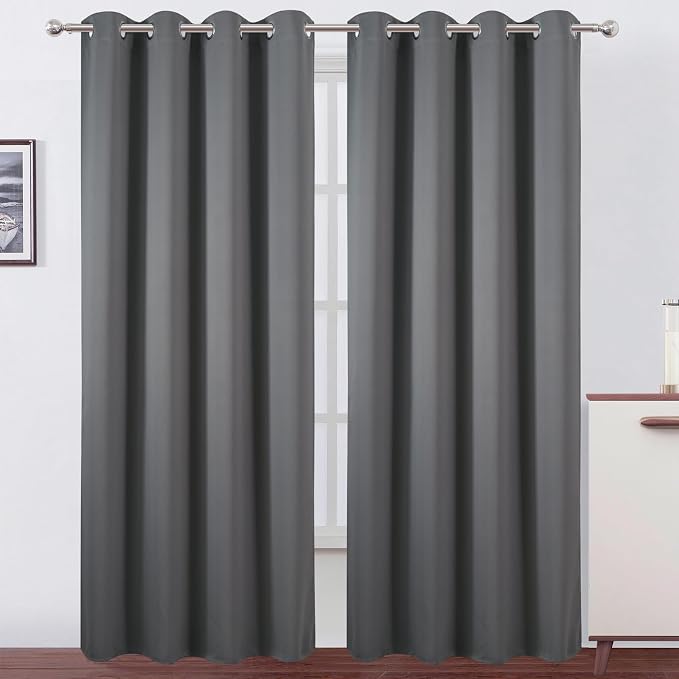 LEMOMO Blackout Curtains 52 x 90 Inch Long Frost Grey Curtains Set of 2 Panels by Lemomo
