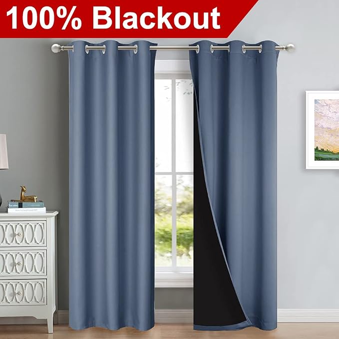NICETOWN Blackout Curtains 80 inches Long, Full Light Blocking Drapes - Image 2