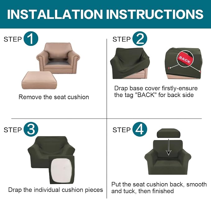 Turquoize 2 Piece Chair Covers Armchair Slipcovers - Image 6