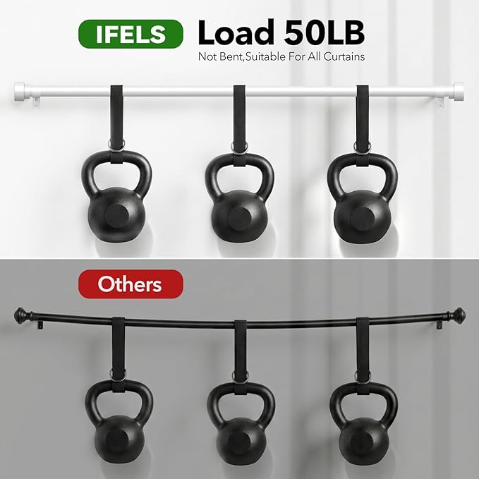 IFELS Heavy Duty Curtain Rods for Windows 66 to 120 Inch, 1 Inch Adjustable - Image 4