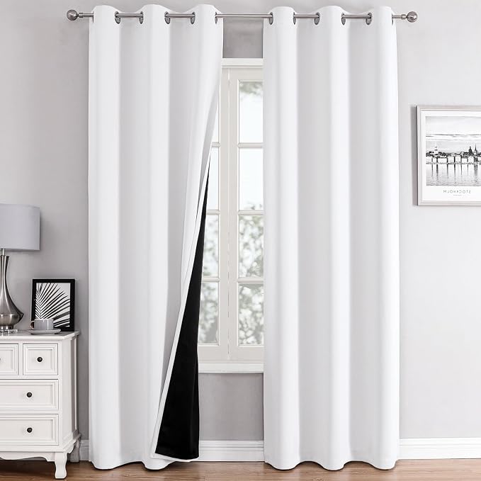 ChrisDowa White 100% Blackout Curtains by ChrisDowa