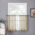 Tollpiz Sheer Tier Curtain Linen Textured Half Kitchen Curtains Sheer Light by Tollpiz