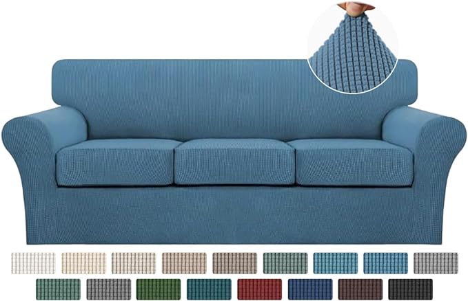 Turquoize 4 Piece Sofa Covers For 3 Cushion Couch Sofa Slipcover Soft Couch by Turquoize