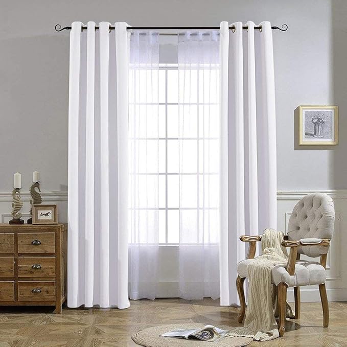 NICETOWN Pure White Curtains 2 Panels 84 inches Long - Image 8
