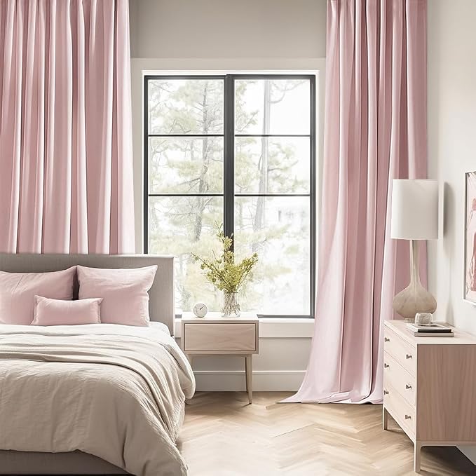 MIULEE Baby Pink Back Tab Blackout Curtains 102 Inch Long 2 Panels Set - Image 2