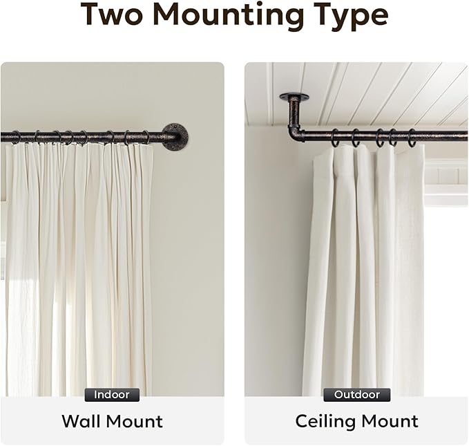 Zeerobee Curtain Rods for Windows 32 to 48, 1 Inch Industrial Wrap Around - Image 5