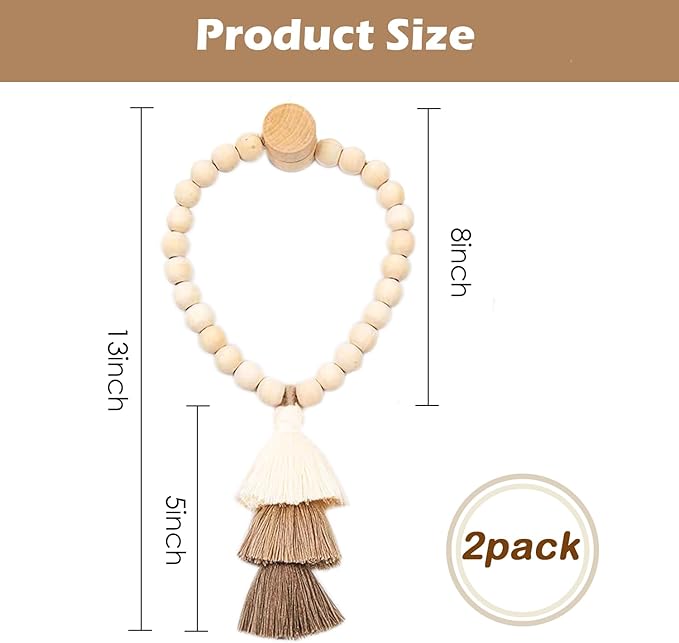 SRG Handmade Magnetic Wooden Bead Curtain Tiebacks 2 PCS | Simple Elegant - Image 5