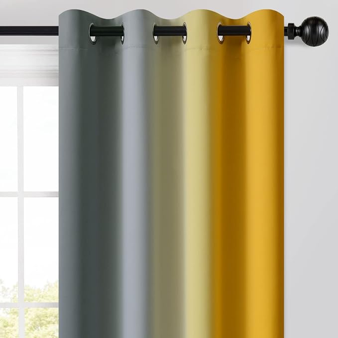Yakamok Ombre Yellow and Grey Curtains - Image 3