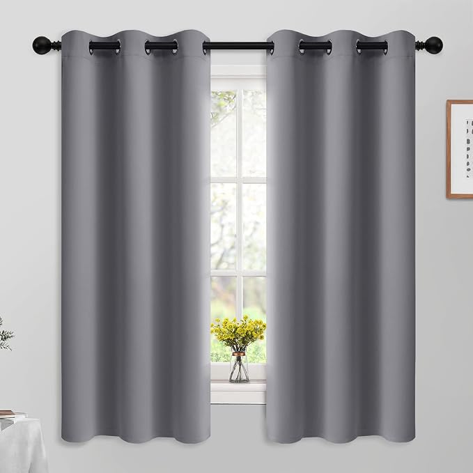 Yakamok 63 Inch Length Grey Blackout Curtains by Yakamok