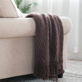 BOURINA Brown Throw Blanket 60x80 Inches Throw Textured Solid Soft Sofa Throw by BOURINA