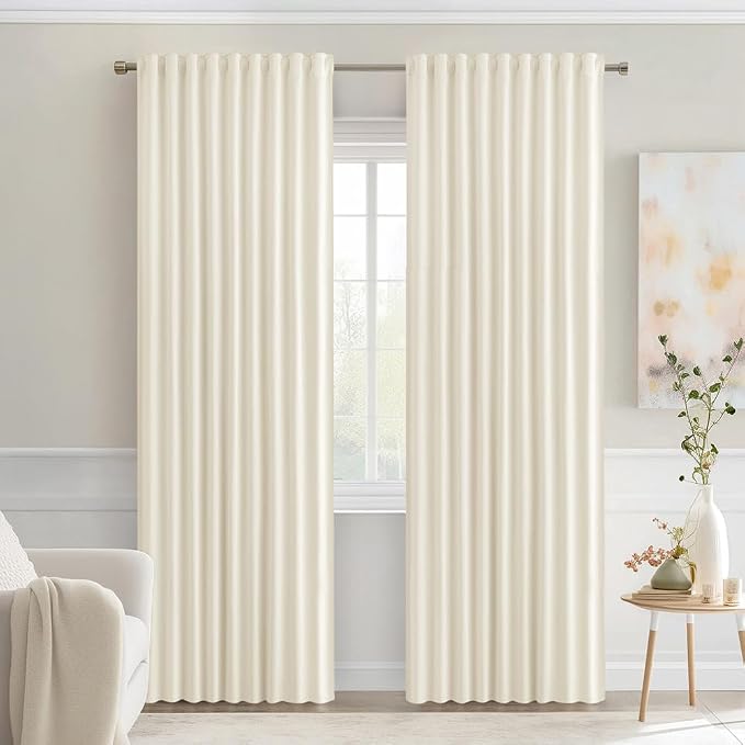 MIULEE Birch Back Tab Blackout Curtains 72 Inches Long 2 Panels Set by MIULEE