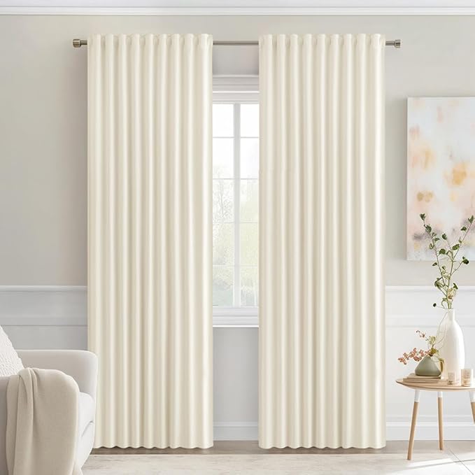 MIULEE Birch Back Tab Blackout Curtains 90 Inches Long 2 Panels Set by MIULEE
