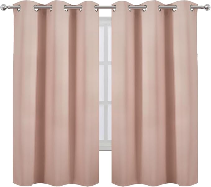 LEMOMO Blackout Curtains 42 x 63 inch/Blush Curtains Set of 2 Panels/Thermal - Image 2