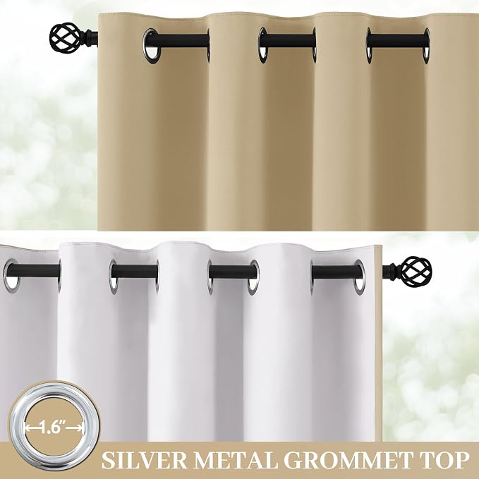 Yakamok 100% Blackout Curtain Panels 96 inches Cold and Light Blocking Drapes - Image 2