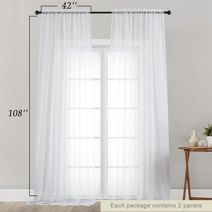 Extra Long Sheer White Curtains - Image 2