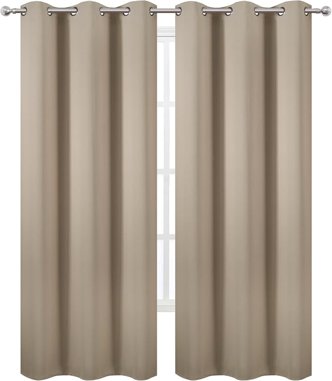 LEMOMO Khaki Thermal Blackout Curtains/38 x 84 Inch/Set of 2 Panels Room - Image 2