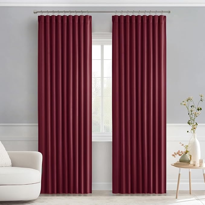 MIULEE Christmas Wine Red Back Tab Blackout Curtains 84 Inch Length 2 Panels Set - Image 9