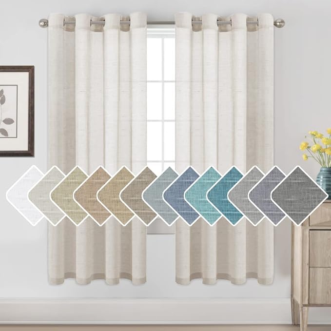 H.VERSAILTEX Linen Curtains Flax Linen Blended Curtain Panels by HVERSAILTEX