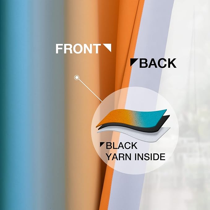 Yakamok Ombre Orange and Blue Curtains - Image 7