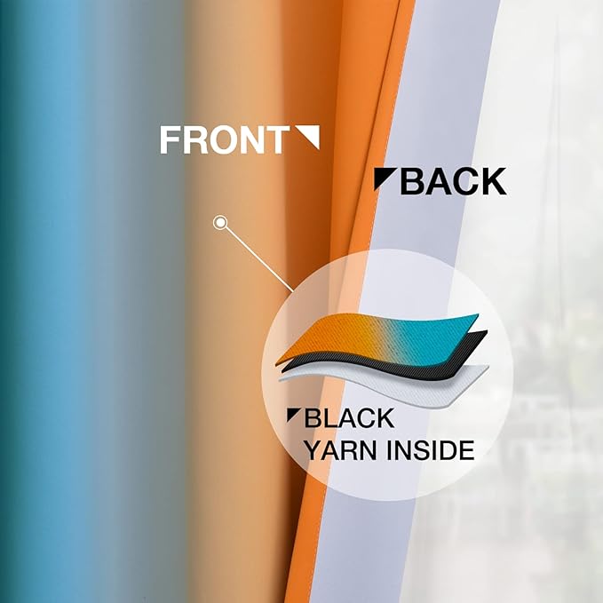 Yakamok Ombre Orange and Blue Curtains - Image 5