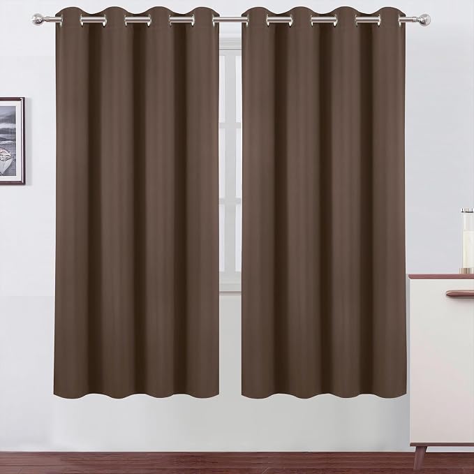LEMOMO Blackout Curtains 66 x 72 Inch Long Chocolate Curtains Set of 2 Panels by Lemomo