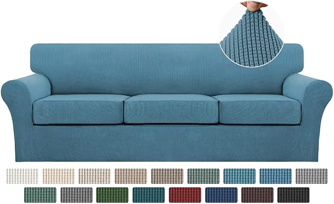Turquoize 4 Piece Sofa Covers for 3 Cushion Couch Sofa Slipcover Soft Couch by Turquoize