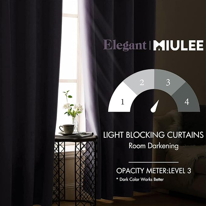 MIULEE Blackout Room Darkening Curtains Thermal Insulated Drapes Solid Window - Image 2