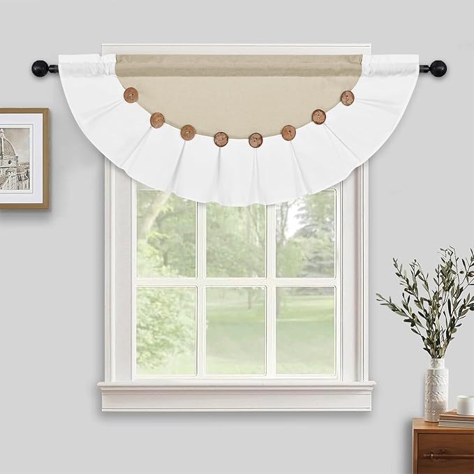 FRAMICS Farmhouse Valance Curtains, Boho Cotton Linen Kitchen Valance, Rustic by FRAMICS