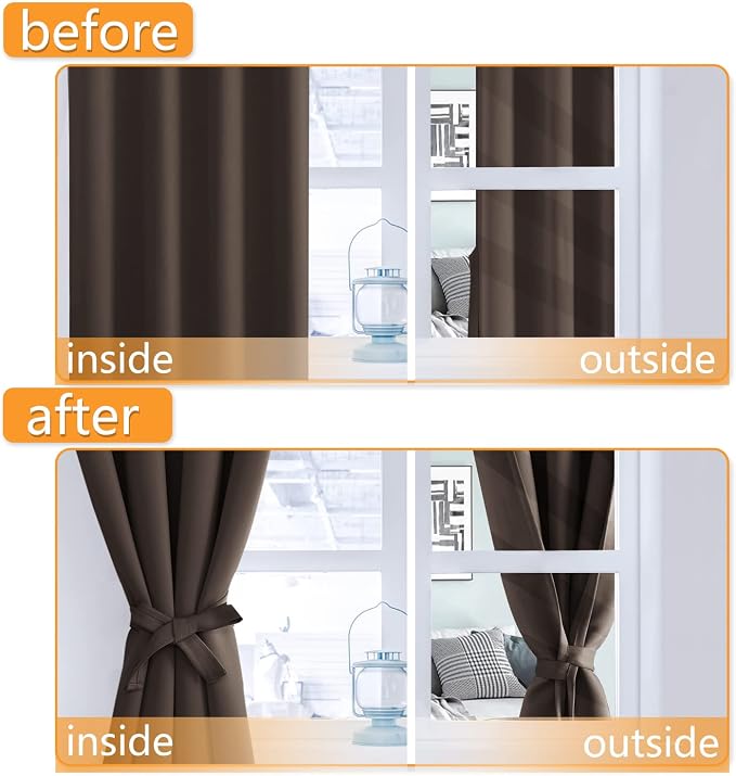 Blackout Curtains for Bedroom, 2 Drape Panels, 52 x 45 Inch | Thermal Insulated - Image 4