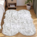 Goolela Faux Sheepskin Fur Rug 4x6 Fluffy Fuzzy Furry Carpet White by Goolela