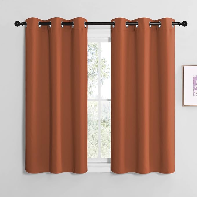 NICETOWN Bedroom Halloween Curtains 48 inches Long, Burnt Orange Privacy and by NICETOWN