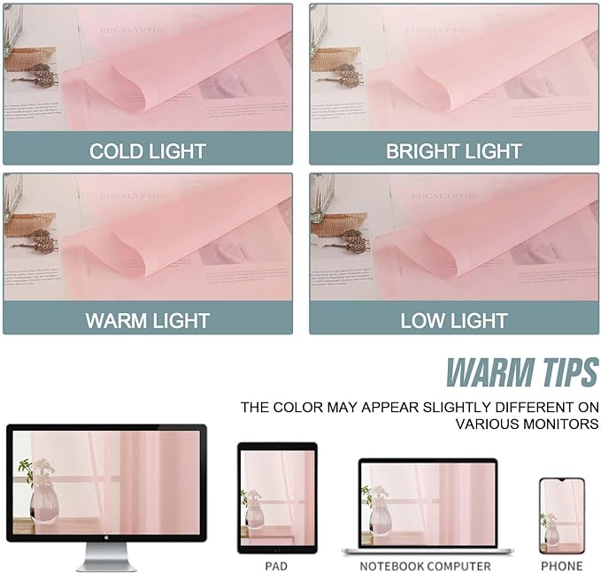Blush Pink Sheer Curtains for Windows 108 inches Long 2 Panels Set, Soft - Image 6