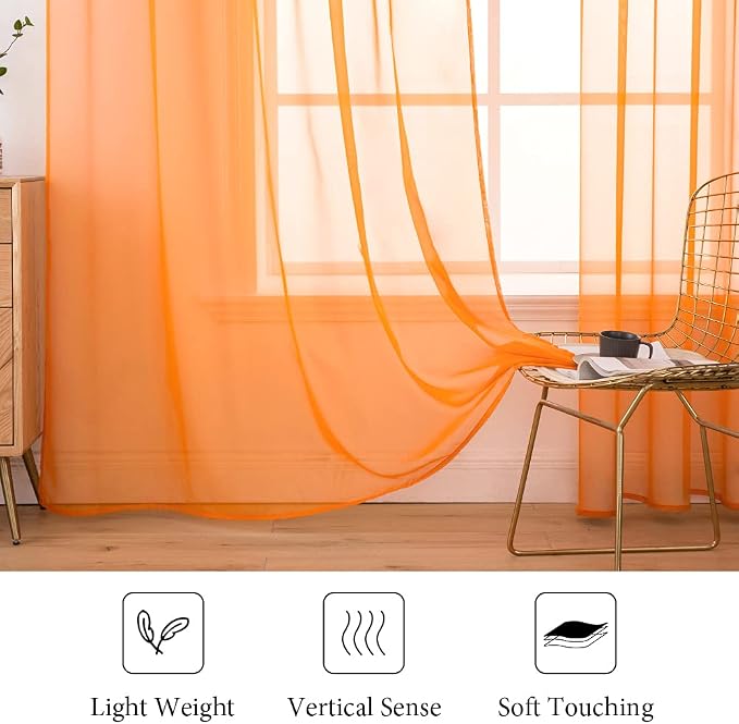 MIULEE 2 Panels Solid Color Sheer Window Curtains Elegant Window Voile - Image 4