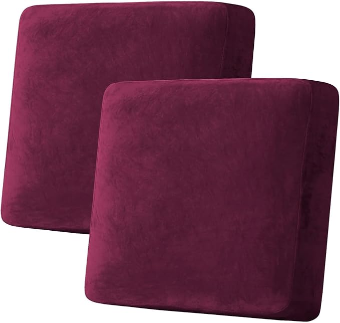 H.VERSAILTEX Velvet Stretch Couch Cushion Cover Plush Cushion Slipcover by HVERSAILTEX