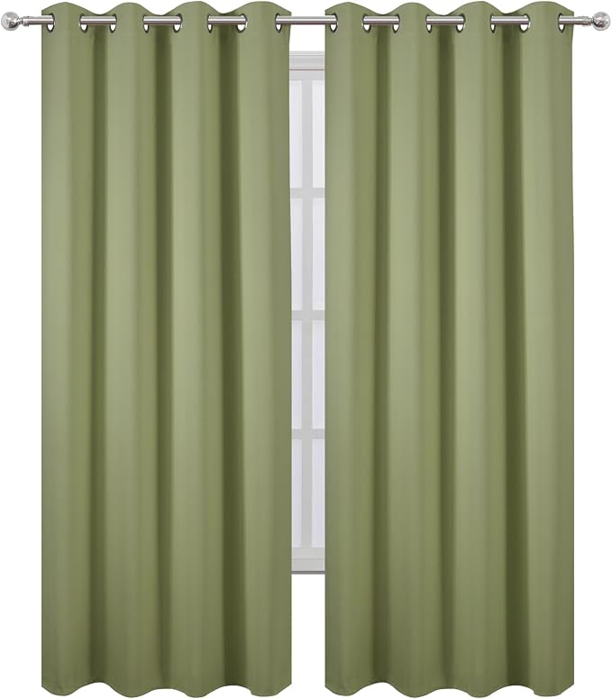 LEMOMO Blackout Curtains 66 x 95 inch/Sage Green Curtains Set of 2 - Image 2