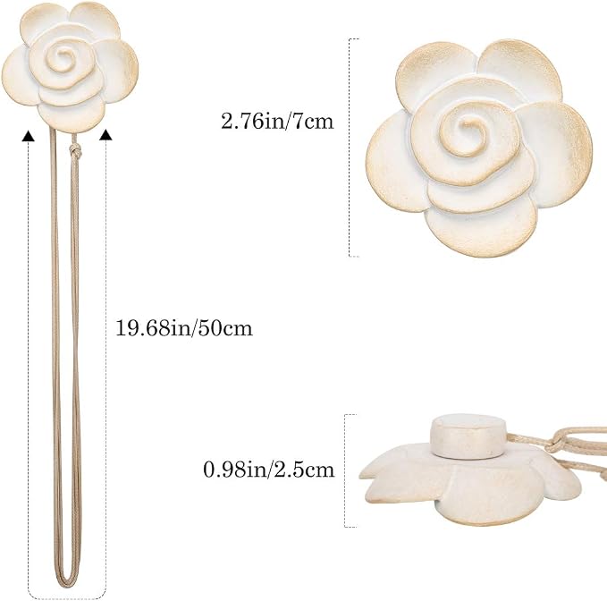 Lewondr Magnetic Curtain Tiebacks, Vintage Curtain Holdback, Resin Flower - Image 7