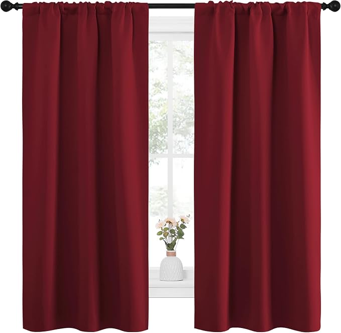 NICETOWN Christmas Burgundy Curtains Blackout Drape Panels - Image 2