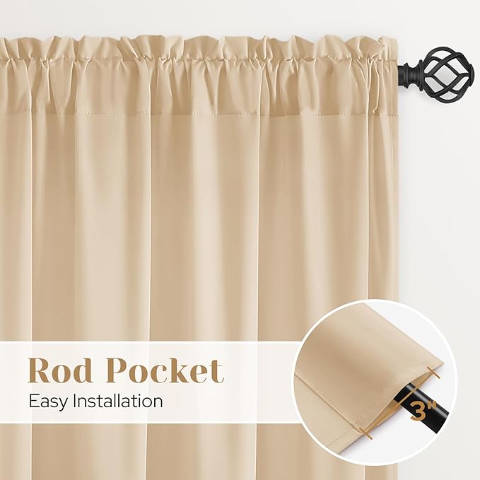 HOMEIDEAS Non-See-Through Beige Privacy Sheer Curtains, 52 X 54 Inches Long 2 - Image 5